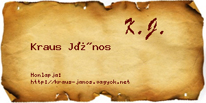 Kraus János névjegykártya